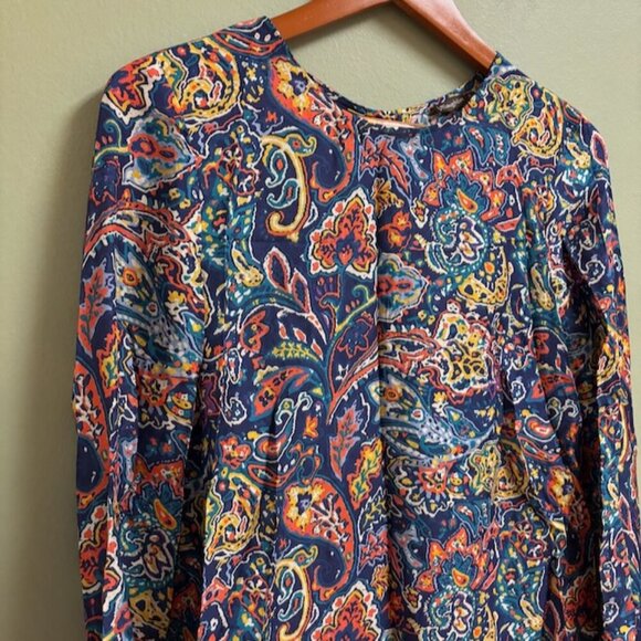 J. McLaughlin Womens Top Size S Modal Silk Floral Paisley Fairy Boho Peasant - Picture 2 of 11